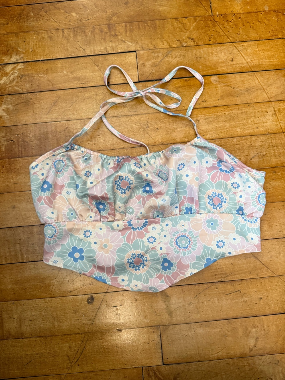 Floral Pastel Halter Crop Top